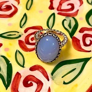 Vintage, rare, Pandora Forever my Friend ring with chalcedony 190842CA size 5